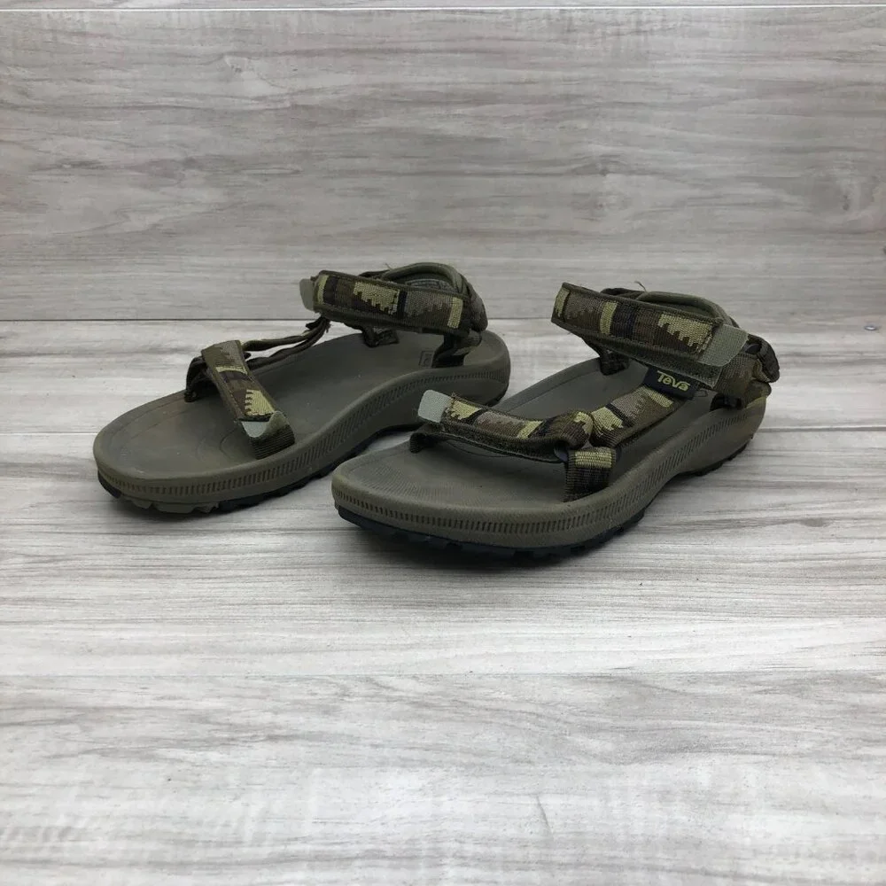 Teva Sandals Kids 2 Hurricane Green Hook and Loop Adjustable Strap Outdoor Shoes - Picture 3 of 11